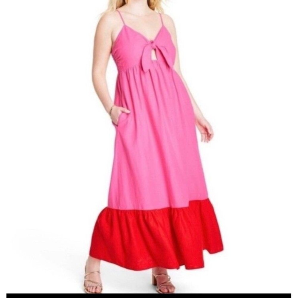 Tabitha Brown x Target Sleeveless Tie Front Linen Maxi‎ Dress XS 221